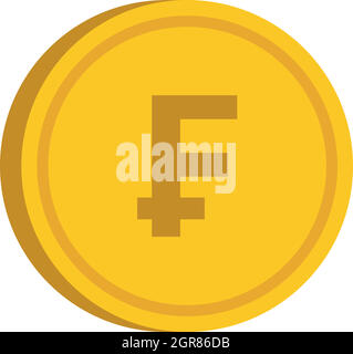 Moneta in oro con Franco icona segno, stile piatto Illustrazione Vettoriale