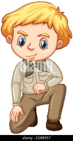 Boy in safari outfit on white background Stock Vector