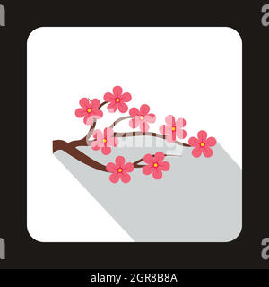 Sakura icona in stile piatto Illustrazione Vettoriale