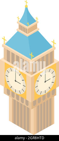 Big Ben icona, stile cartoon Illustrazione Vettoriale