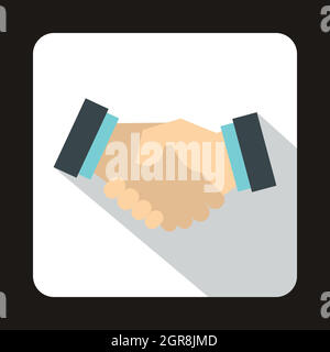 Attività icona di handshake, stile piatto Illustrazione Vettoriale