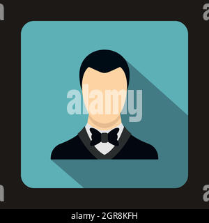 Lo sposo icona in stile piatto Illustrazione Vettoriale