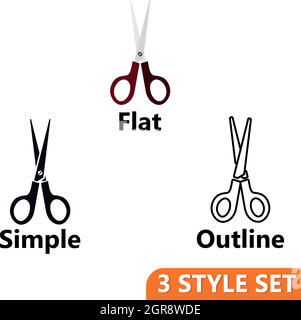 Forbici set di icone Illustrazione Vettoriale
