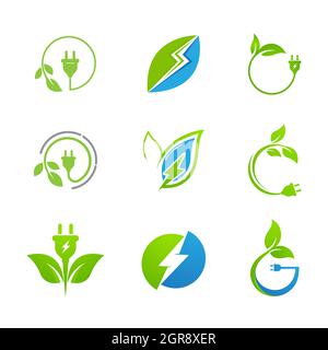 Modello di disegno dell'icona Eco Power Vector Foto Stock