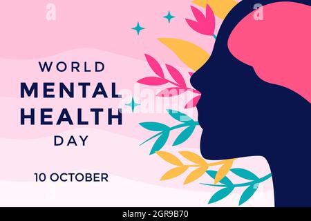banner vettore illustrazione giornata mondiale salute mentale Illustrazione Vettoriale
