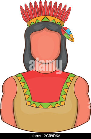 American Indian icona, stile cartoon Illustrazione Vettoriale