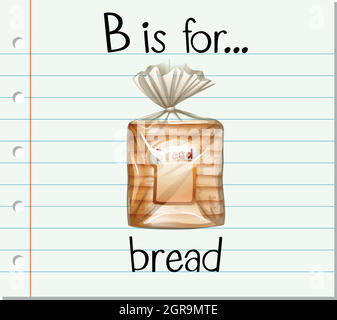 La lettera B del flashcard è per il pane Illustrazione Vettoriale