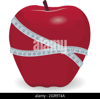 Apple rosso con nastro di misurazione Illustrazione Vettoriale
