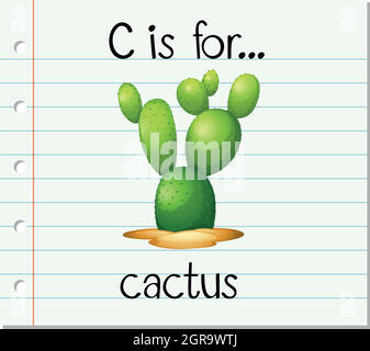 La lettera C della flashcard è per il cactus Illustrazione Vettoriale