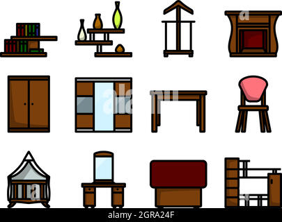 Mobilio icona impostare Illustrazione Vettoriale