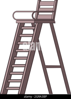 Torre di tennis per giudici icona, stile cartoon Illustrazione Vettoriale