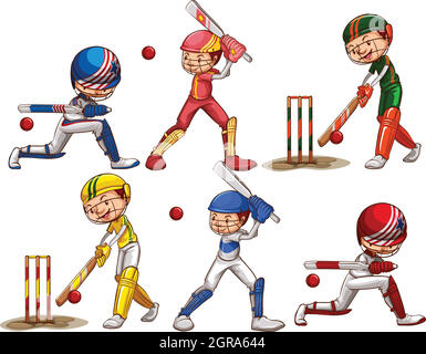 Persone che giocano a cricket Illustrazione Vettoriale