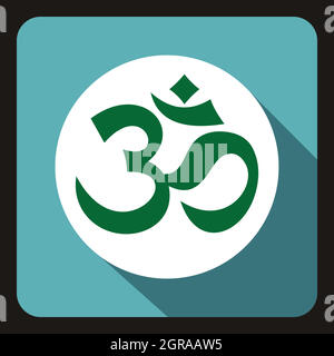 Icona simbolo Ohm, stile piatto Illustrazione Vettoriale