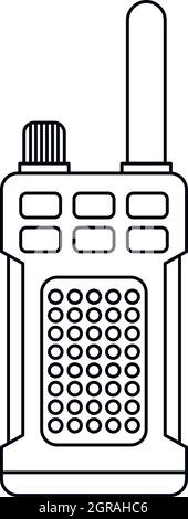 Portatile palmare radio, l'icona di stile di contorno Illustrazione Vettoriale