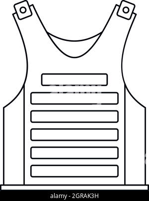 Giubbotto militare di icona di stile di contorno Illustrazione Vettoriale