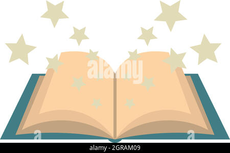 Apri il libro magico con STAR. Isolato su sfondo bianco. Icona del cartone  animato. Illustrazione vettoriale. Logo Magic Reading. Pittogramma  fiabesco. Potenza di Immagine e Vettoriale - Alamy