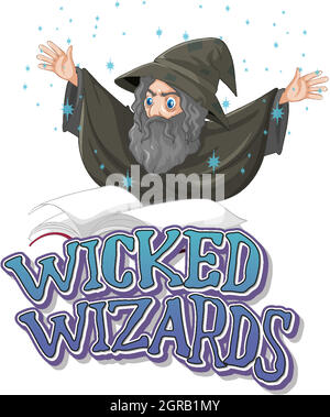 Logo Wicked Wizards su sfondo bianco Illustrazione Vettoriale