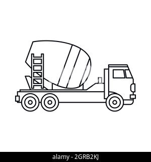 Betoniera truck icona, stile contorno Illustrazione Vettoriale