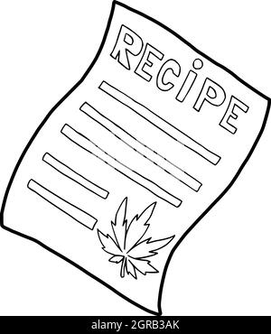 Icona ricetta marijuana, stile contorno Illustrazione Vettoriale