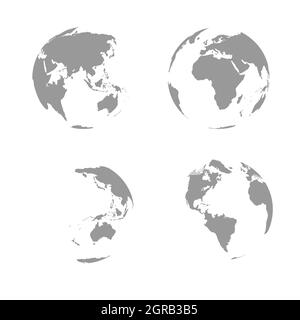 Globo terrestre isolato su sfondo bianco, vettore. Mappa mondiale del globo Illustrazione Vettoriale