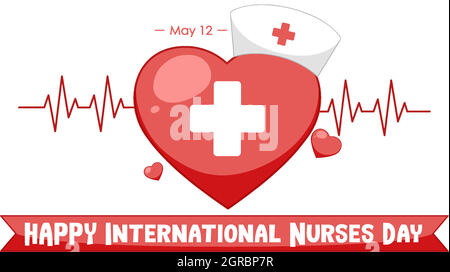 Happy International Nurses Day font con croce simbolo medico Illustrazione Vettoriale