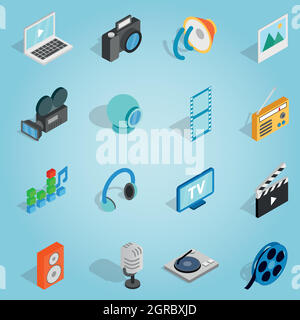 Set di supporti icone isometrica 3d style Illustrazione Vettoriale