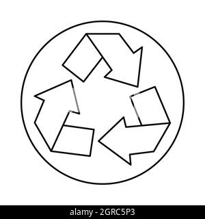Simbolo di riciclaggio, l'icona di stile di contorno Illustrazione Vettoriale