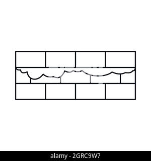 Muro di mattoni icona in stile contorno Illustrazione Vettoriale