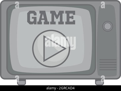 Gioco sul retro icona TV, nero stile monocromatico Illustrazione Vettoriale