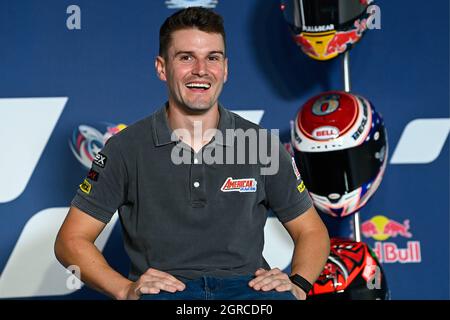 Austin, Stati Uniti. 30 settembre 2021. Conferenza stampa per MotoGP Red Bull Grand Prix of the Americas al Circuit of the Americas Blvd, Austin, Texas, Settembre 30, 2021 in foto: Rookie Beaubier Rueda de prensa del Gran Premio Red Bull Grand Prix de las Americas en el circuito de las Americas Blvd, Austin, Texas, 30 de Septiembre de 2021 POOL/ MotoGP.com/Cordon le immagini per la stampa saranno solo per uso editoriale. Credito obbligatorio: © motogp.com Credit: CORDON PRESS/Alamy Live News Foto Stock