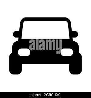 Jeep pickup auto vista frontale icona stile cartoon, modello per logo Illustrazione Vettoriale