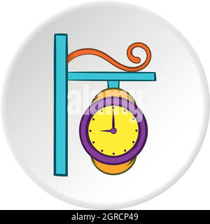 Icona dell'orologio di strada, stile cartoon Illustrazione Vettoriale