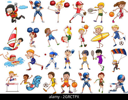 Persone che praticano sport diversi Illustrazione Vettoriale