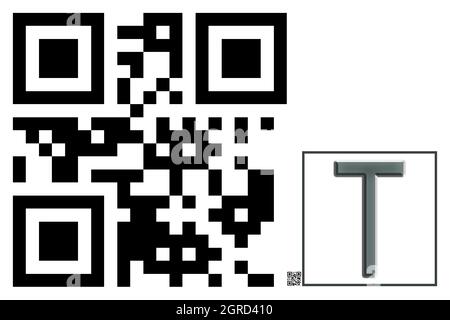 Monogramma del carattere maiuscolo T , codice QR Foto Stock