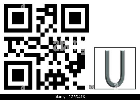 Monogramma del carattere maiuscolo U , codice QR Foto Stock