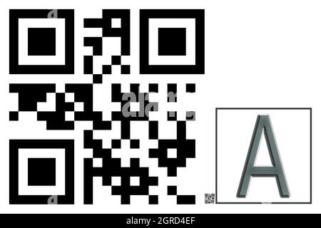 Monogramma del carattere maiuscolo A , codice QR Foto Stock