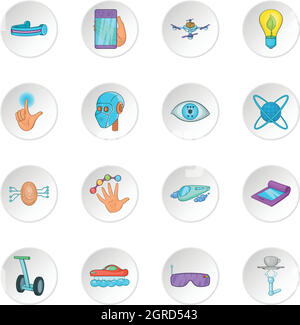 Nuove tecnologie set di icone, stile cartoon Illustrazione Vettoriale
