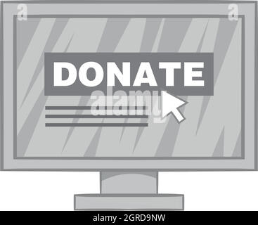 Donazione on line icona, nero stile monocromatico Illustrazione Vettoriale