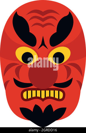 Maschera Hannya icona, stile piatto Illustrazione Vettoriale