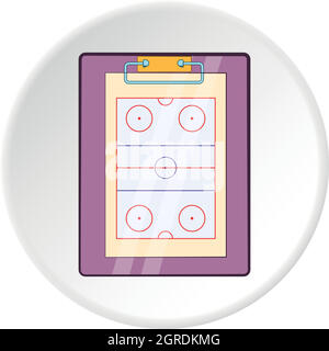 Icona del piano del gioco di hockey, stile cartoon Illustrazione Vettoriale