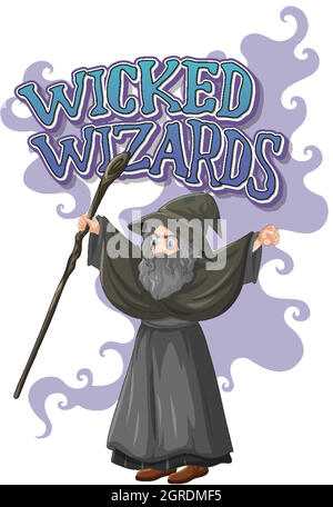 Wicked wizards logo on white background Stock Vector