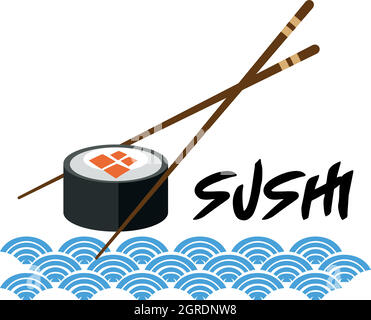 Un modello di sushi giapponese su sfondo bianco Illustrazione Vettoriale