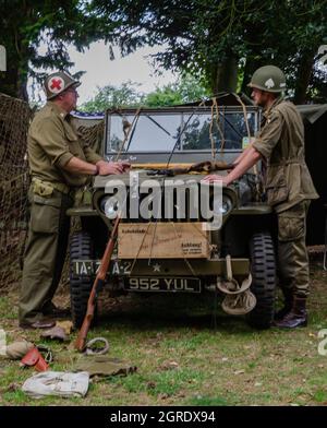 Soldati americani della seconda guerra mondiale in rievocazione Foto Stock