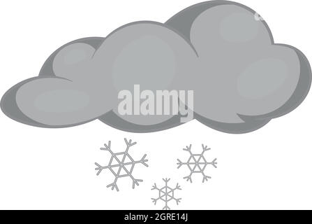 Nuvole e neve icona, nero stile monocromatico Illustrazione Vettoriale