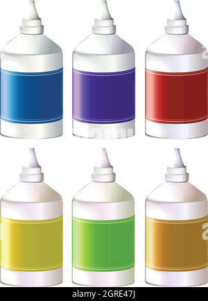 Bottiglie di inchiostri colorati Illustrazione Vettoriale