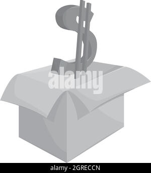 La casella con il simbolo del dollaro icona, nero stile monocromatico Illustrazione Vettoriale