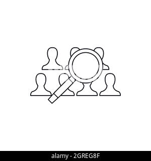 Ricerca persone, l'icona di stile di contorno Illustrazione Vettoriale