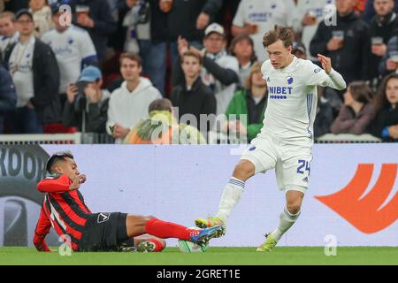 Copenaghen, Danimarca. 30 settembre 2021. William Boving (24) del FC Copenhagen visto durante la partita della UEFA Europa Conference League tra il FC Copenhagen e il Lincoln Red Imps FC al Parken di Copenhagen. (Photo Credit: Gonzales Photo/Alamy Live News Foto Stock