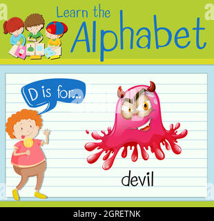 Flashcard letter D is for devil Stock Vector