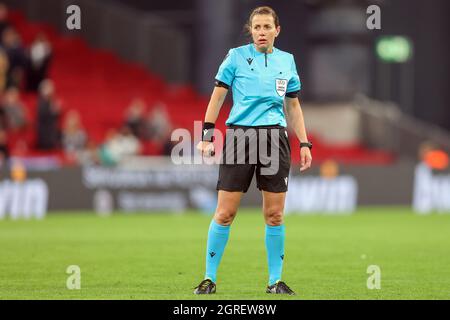 Copenaghen, Danimarca. 30 settembre 2021. L'arbitro Kateryna Monzul è stato visto in azione durante la partita della UEFA Europa Conference League tra il FC Copenhagen e il Lincoln Red Imps FC al Parken di Copenhagen. (Photo Credit: Gonzales Photo/Alamy Live News Foto Stock